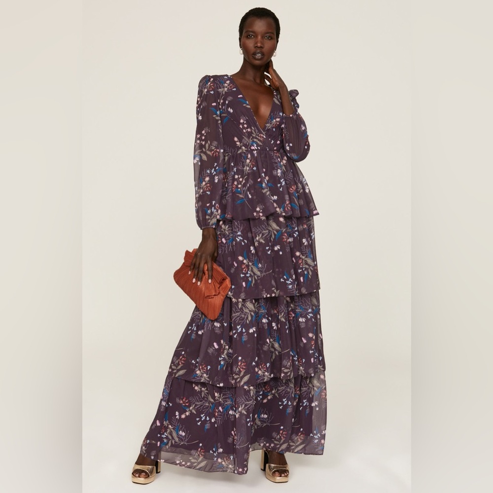 Chic Long Sleeve Floral Maxi Dress